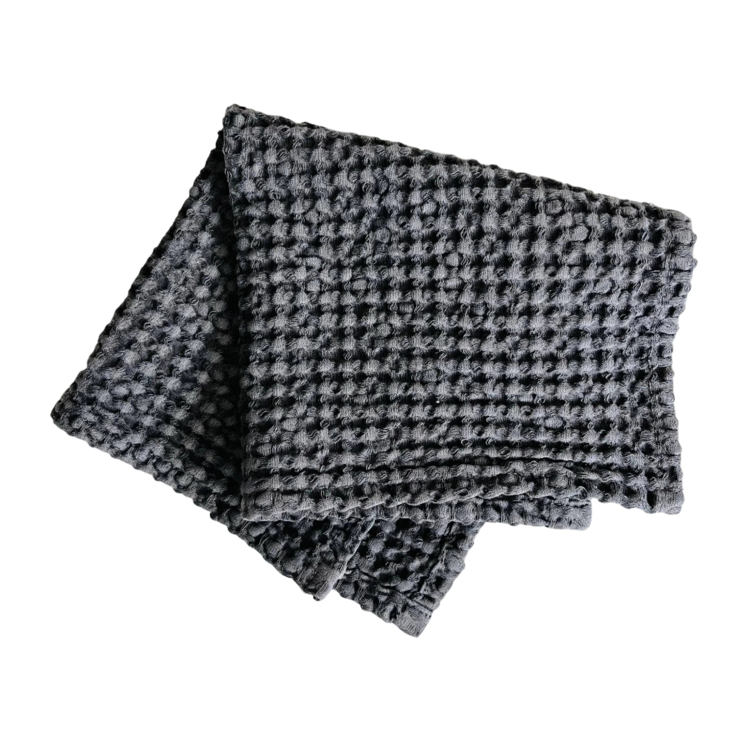 100% Organic Cotton Rustic Waffle Face Cloth - Charcoal