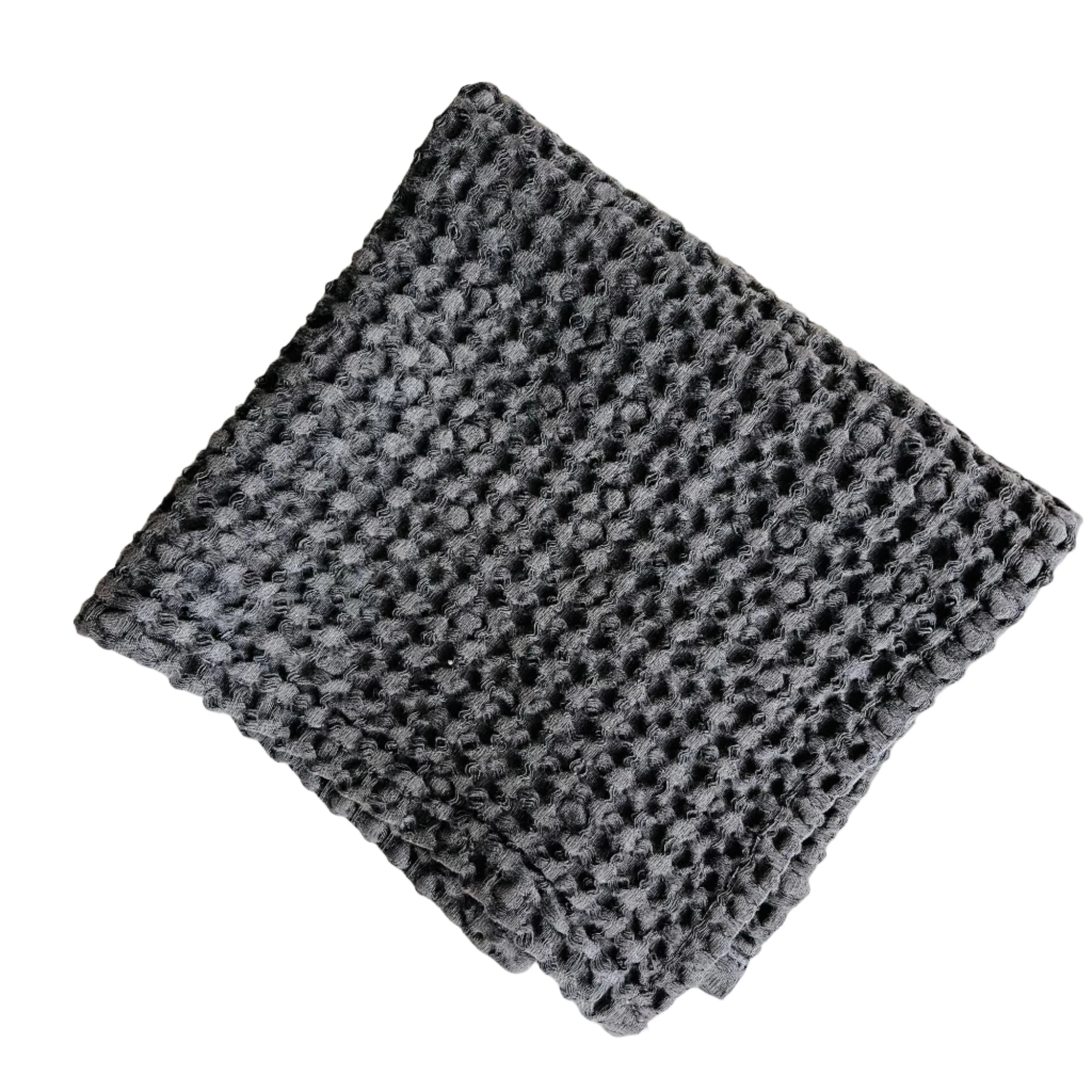 100% Organic Cotton Rustic Waffle Face Cloth - Charcoal - Image 2