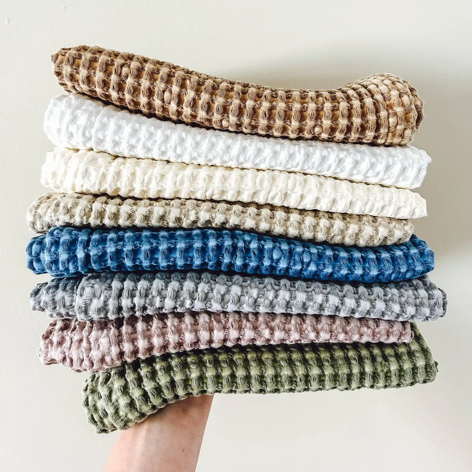 Organic Cotton Waffle Tea Towel - Rustic Country Kitchen Cream XL - Image 2