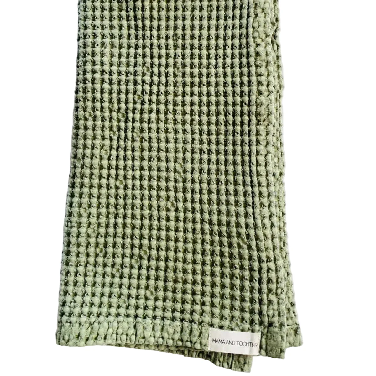 Organic Cotton Waffle Tea Towel XL - Rustic Country Kitchen Light Olive