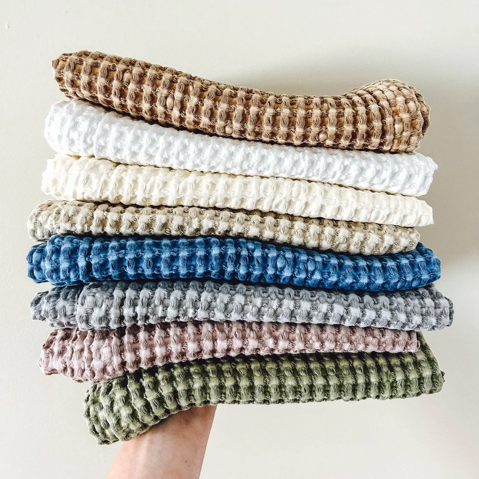 Organic Cotton Waffle Tea Towel XL – Rustic Country Kitchen | Light Rust - Image 2