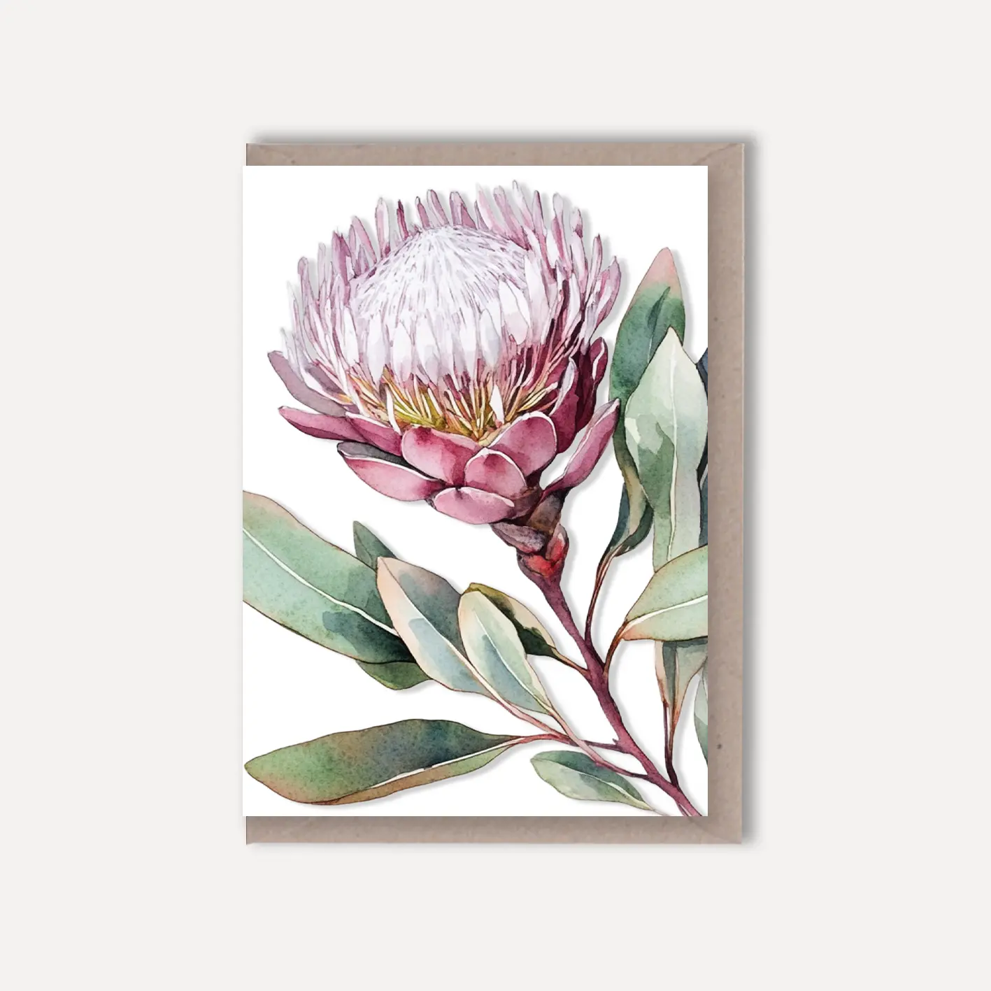 AUSTRALIAN FLORAL Blank greeting card - Single Stem Protea