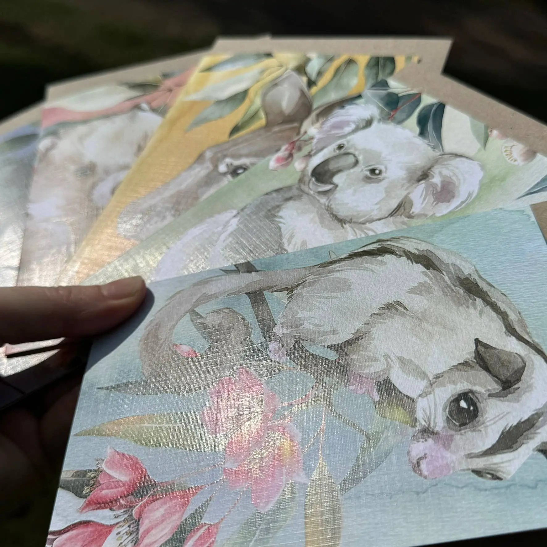 Australian Watercolour Wombat on Australian Flora – Greeting Card - Image 5