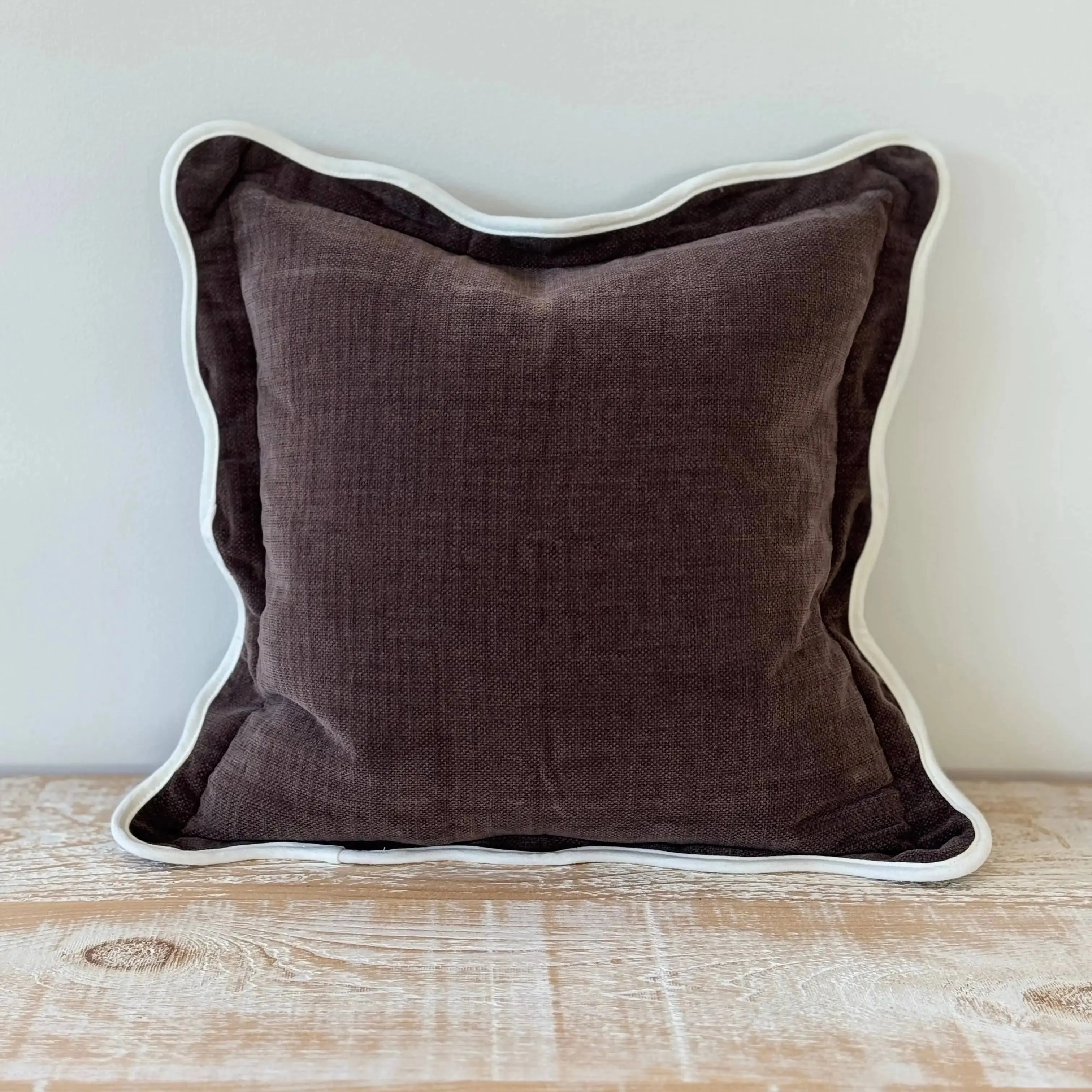 Chloe Dark Brown Scalloped Edge Cushion Cover – 45 × 45 cm - Image 2