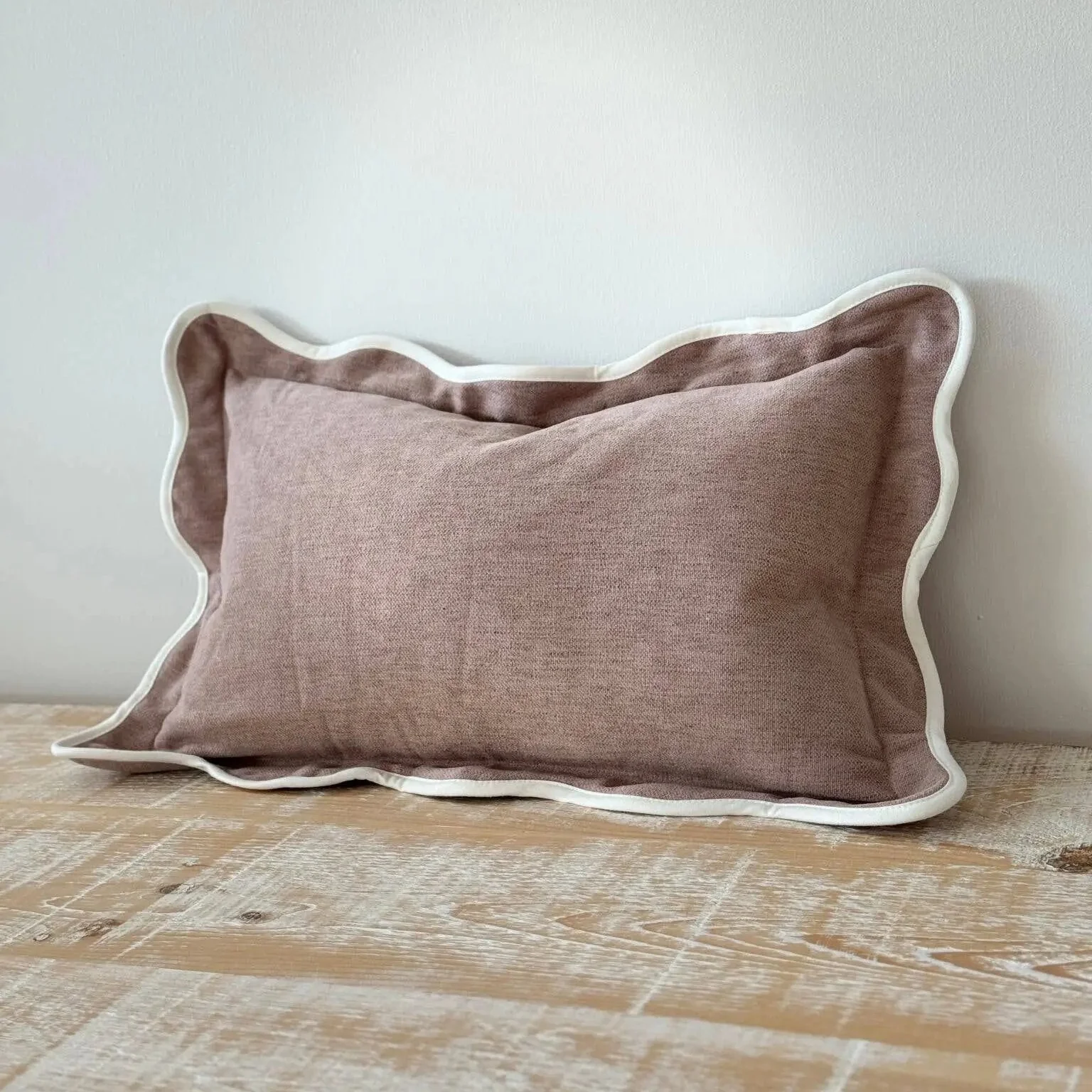 Chloe Dusty Pink Scalloped Edge Cushion Cover – 50x30cm