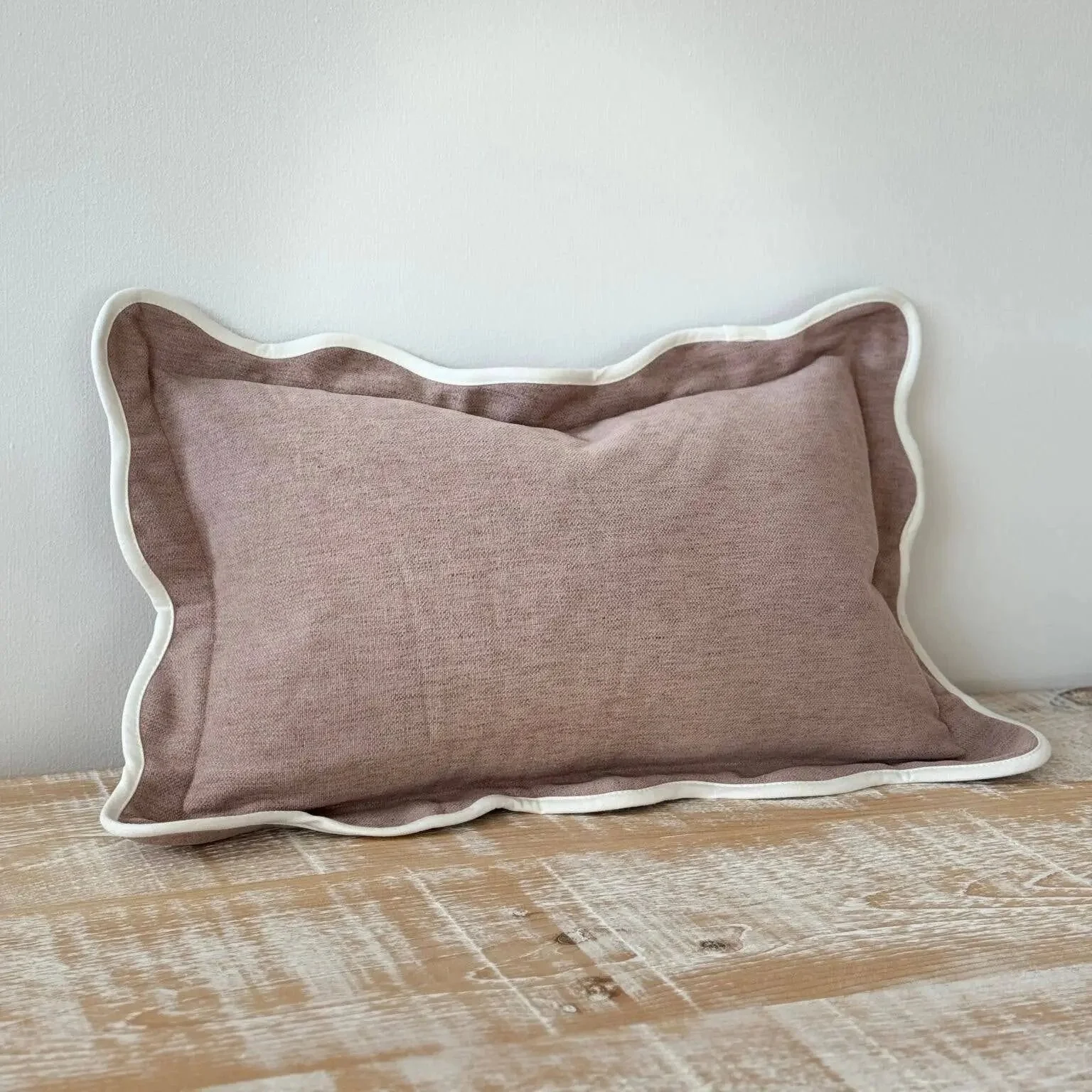 Chloe Dusty Pink Scalloped Edge Cushion Cover – 50x30cm - Image 3