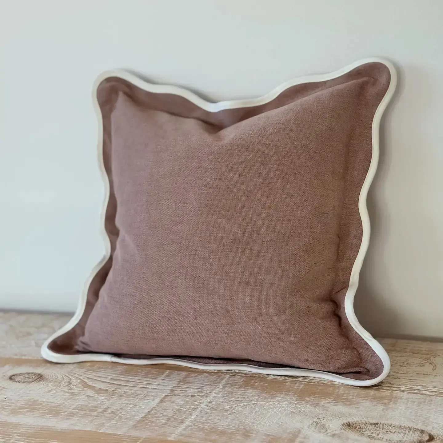 Chloe Dusty Pink Scalloped Edge Cushion Cover – 65 × 65 cm