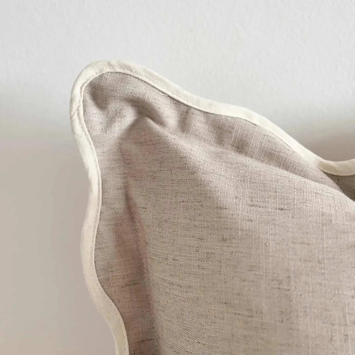 Chloe Greige Scalloped Edge Cushion Cover – 65 × 65 cm - Image 3