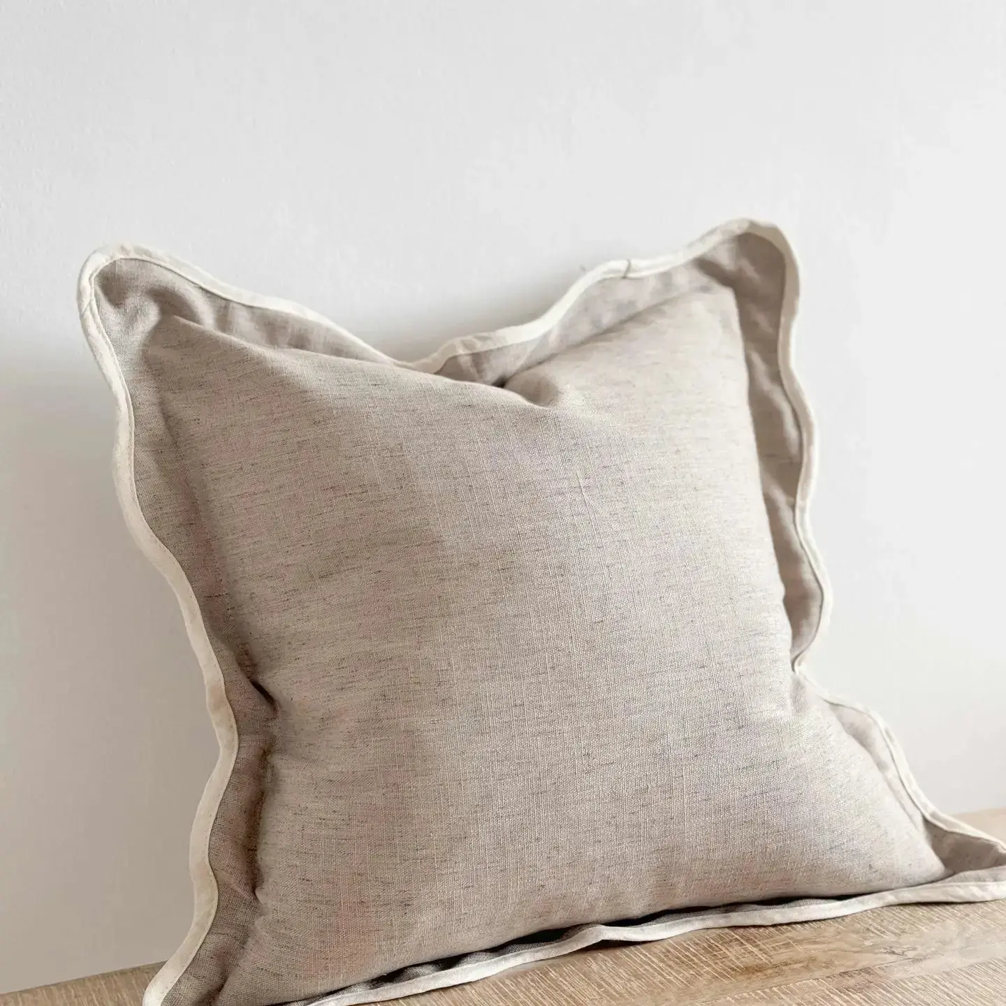 Chloe Greige Scalloped Edge Cushion Cover – 65 × 65 cm - Image 4