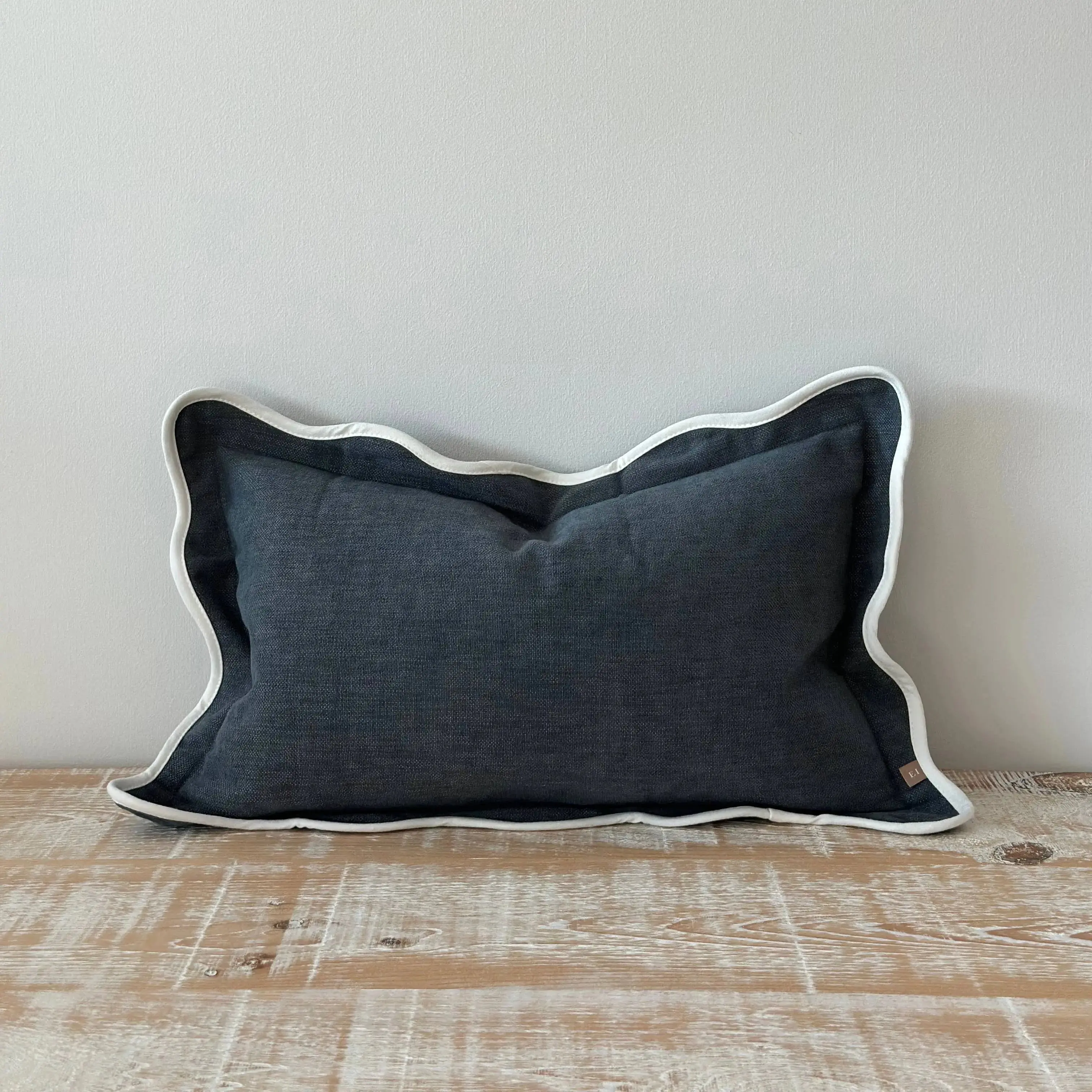Chloe Navy Scalloped Edge Cushion Cover - 50x30cm - Image 2