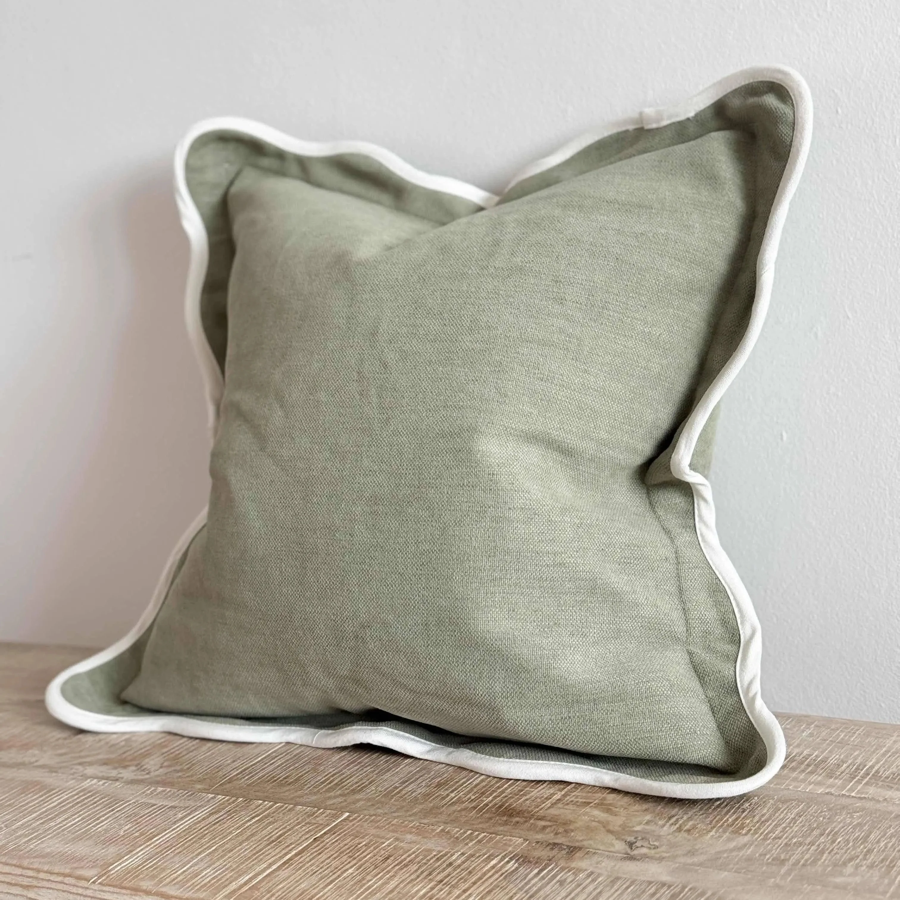 Chloe Sage Scalloped Edge Cushion Cover – 45×45cm