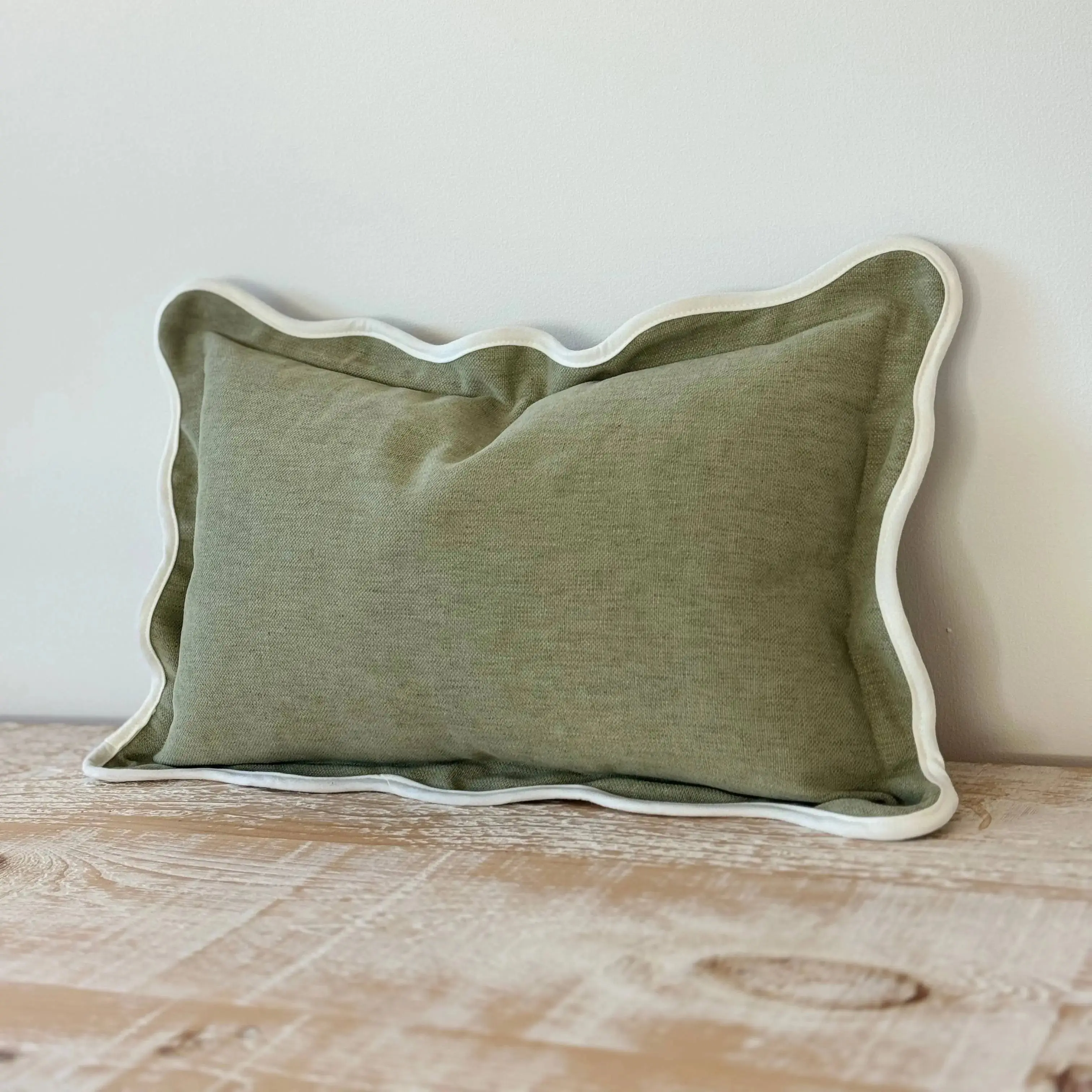 Chloe Sage Scalloped Edge Cushion Cover - 50x30cm - Image 2