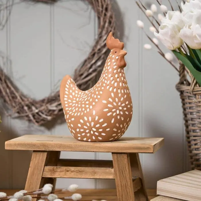 Clay Rustic Speckled Chicken Ornament