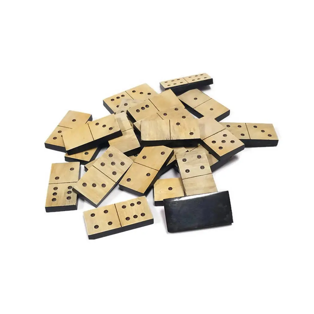 Colonial Ox Horn Domino Set – 28 Piece Set in 8" Wooden Storage Box - Image 4