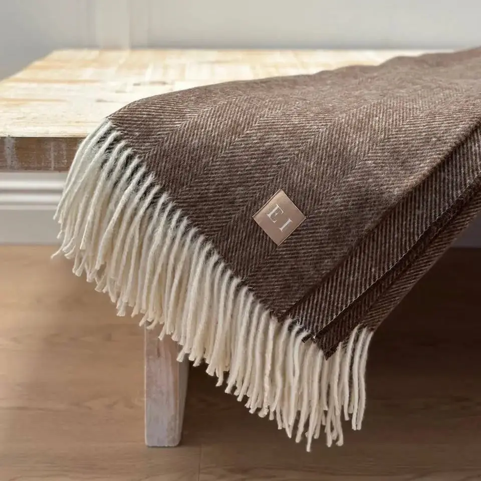 Dark Brown Herringbone Throw