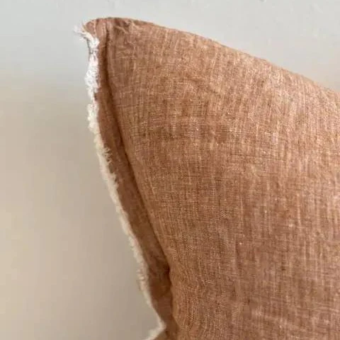 Esmee Fringed Linen Cushion Cover – Washed Rust 45 x 45 cm - Image 3