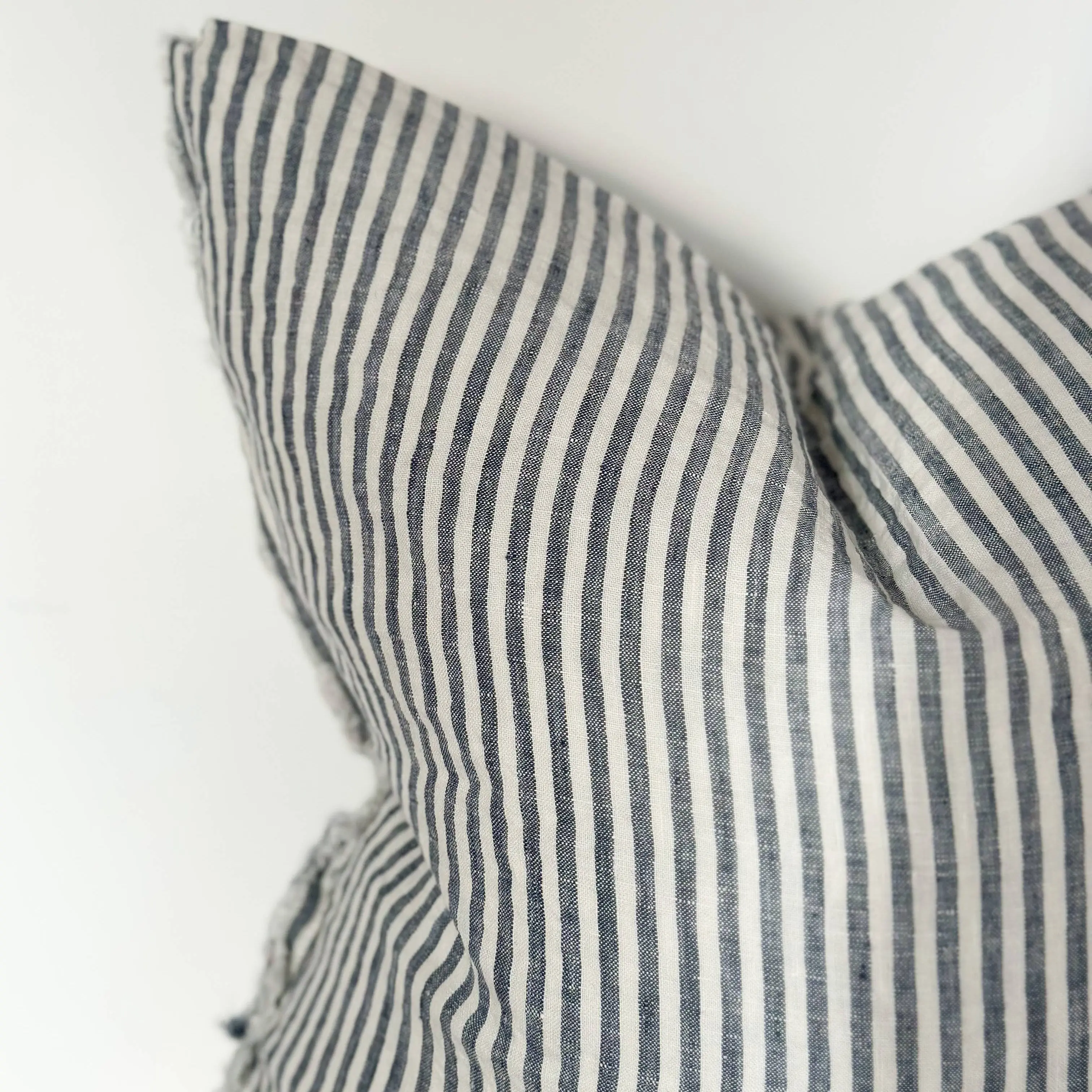 Esmee Linen Cushion Cover – Frayed Edge Navy Stripe 45 × 45 cm - Image 2