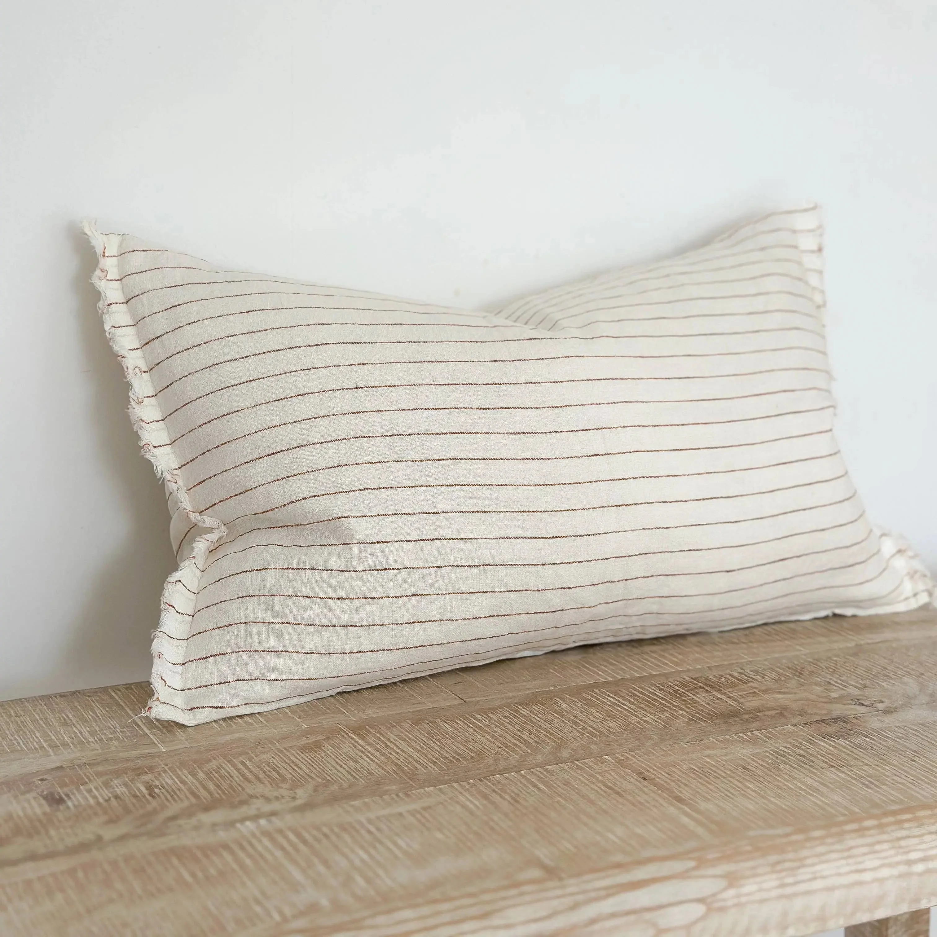 Esmee Linen Cushion Cover – Rust Pinstripe (50 × 30 cm) - Image 3