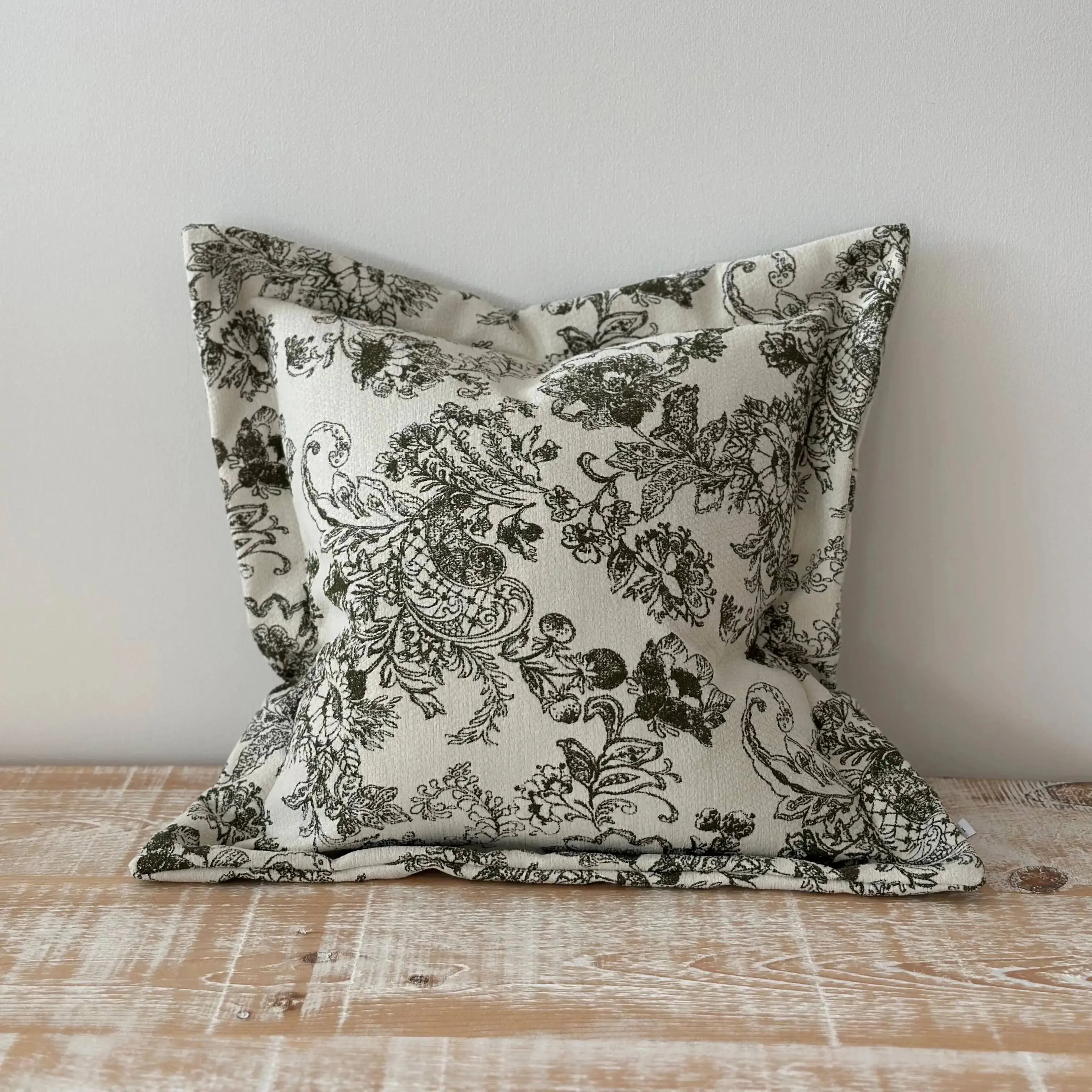 Eve Olive Floral Print Cushion Cover - 45x45cm - Image 2