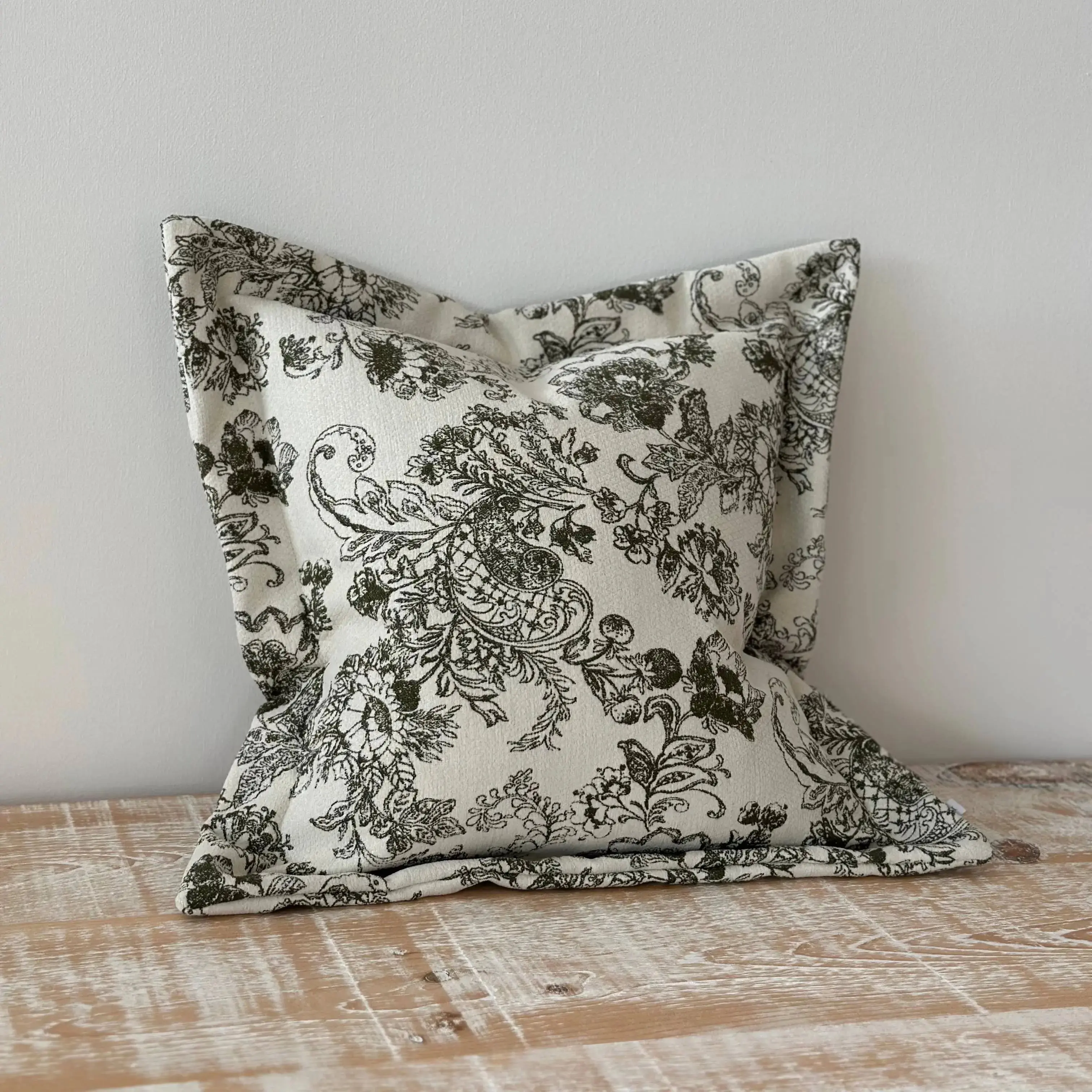 Eve Olive Floral Print Cushion Cover - 45x45cm - Image 3