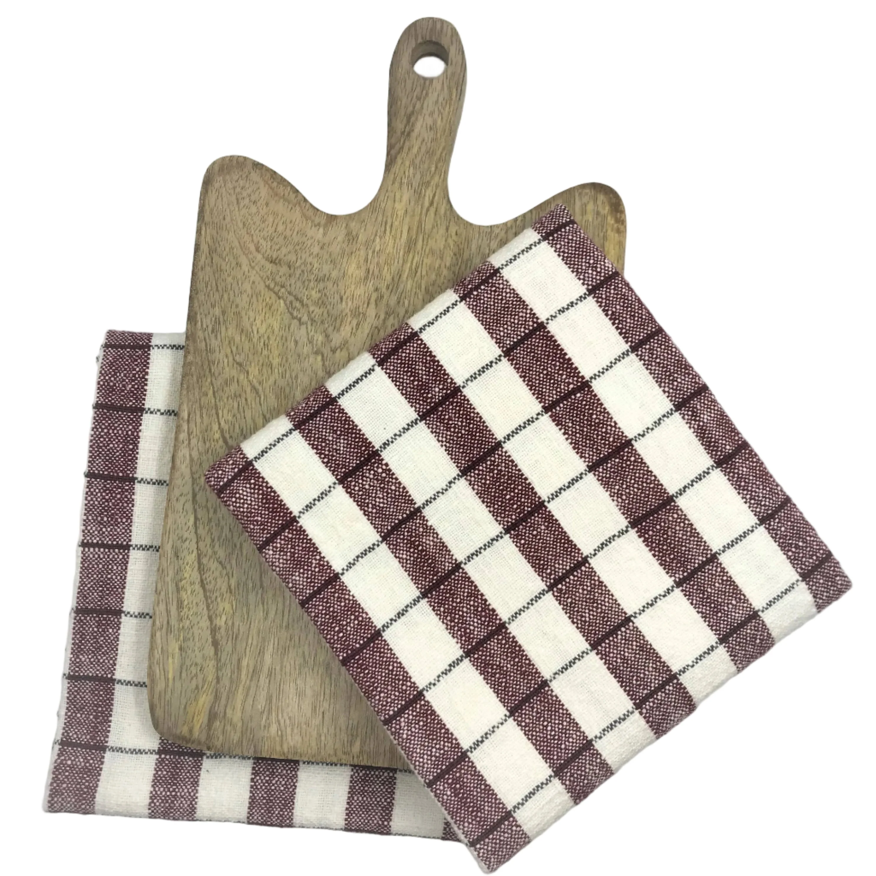 Gift Pack – Set of 2 Kitchen Towels & Wooden Chopping Board - Red