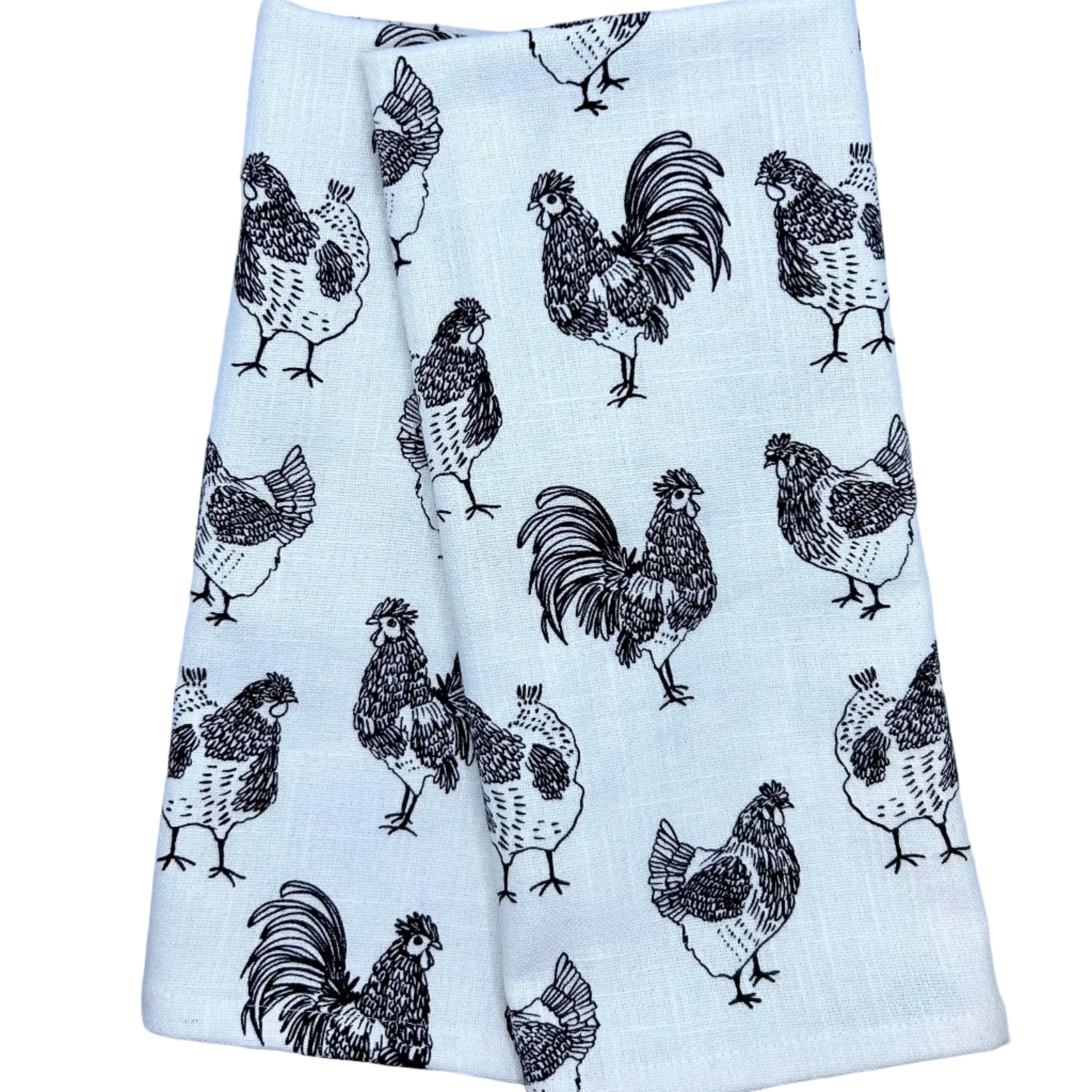 Gift Set – Natural Wooden Bowl with Set of 2 Rooster Kitchen Towels - Image 2