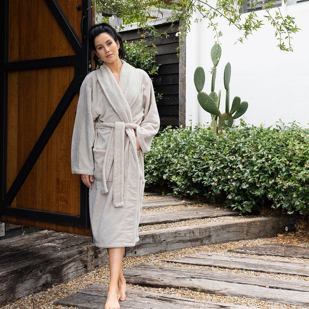 Microplush Bath Robe: Stone - Large/Extra-Large - Image 2