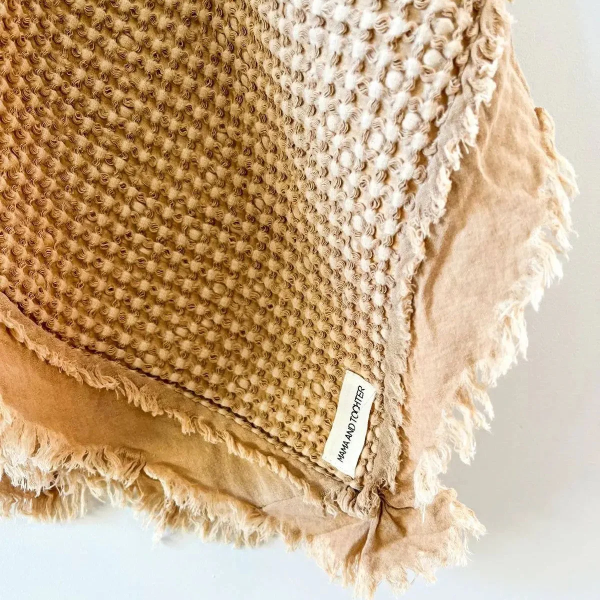 Organic Cotton Rustic Waffle Throw Blanket - Light Rust - Image 2