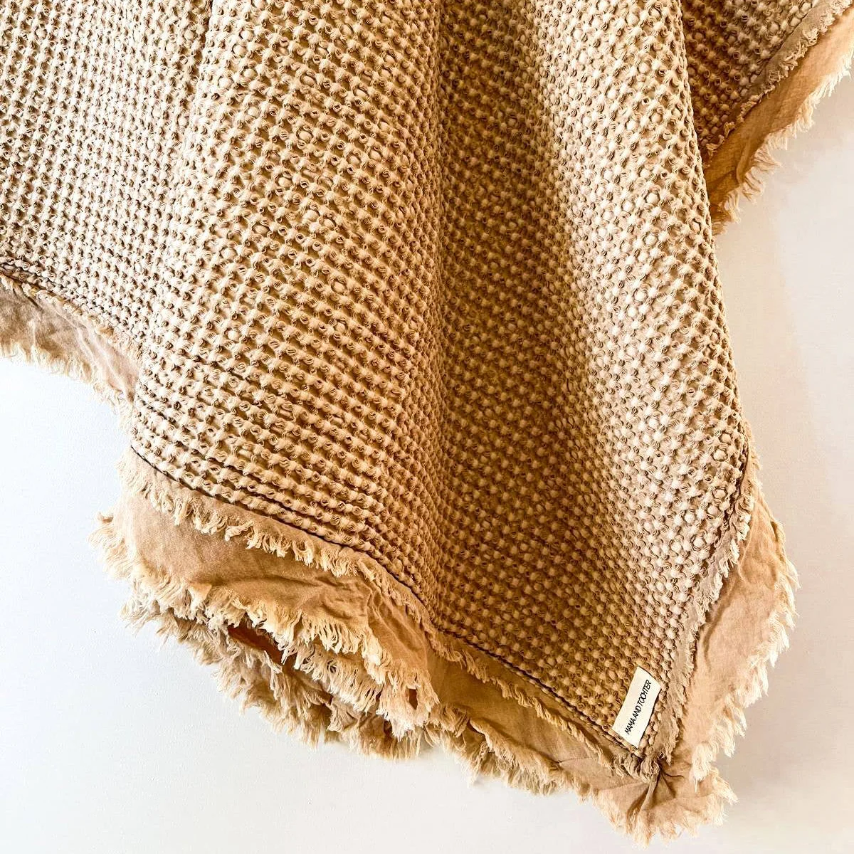 Organic Cotton Rustic Waffle Throw Blanket – Light Rust (King Size)