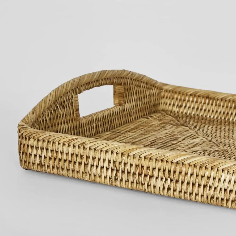 Paume Rattan Rectangle Tray Set 2 Natural - High Quality - Image 2