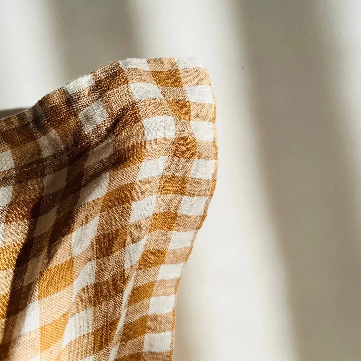 Pure French Linen Cushion Cover with Flange Detail - Toffee Gingham - 50x50 - Image 2