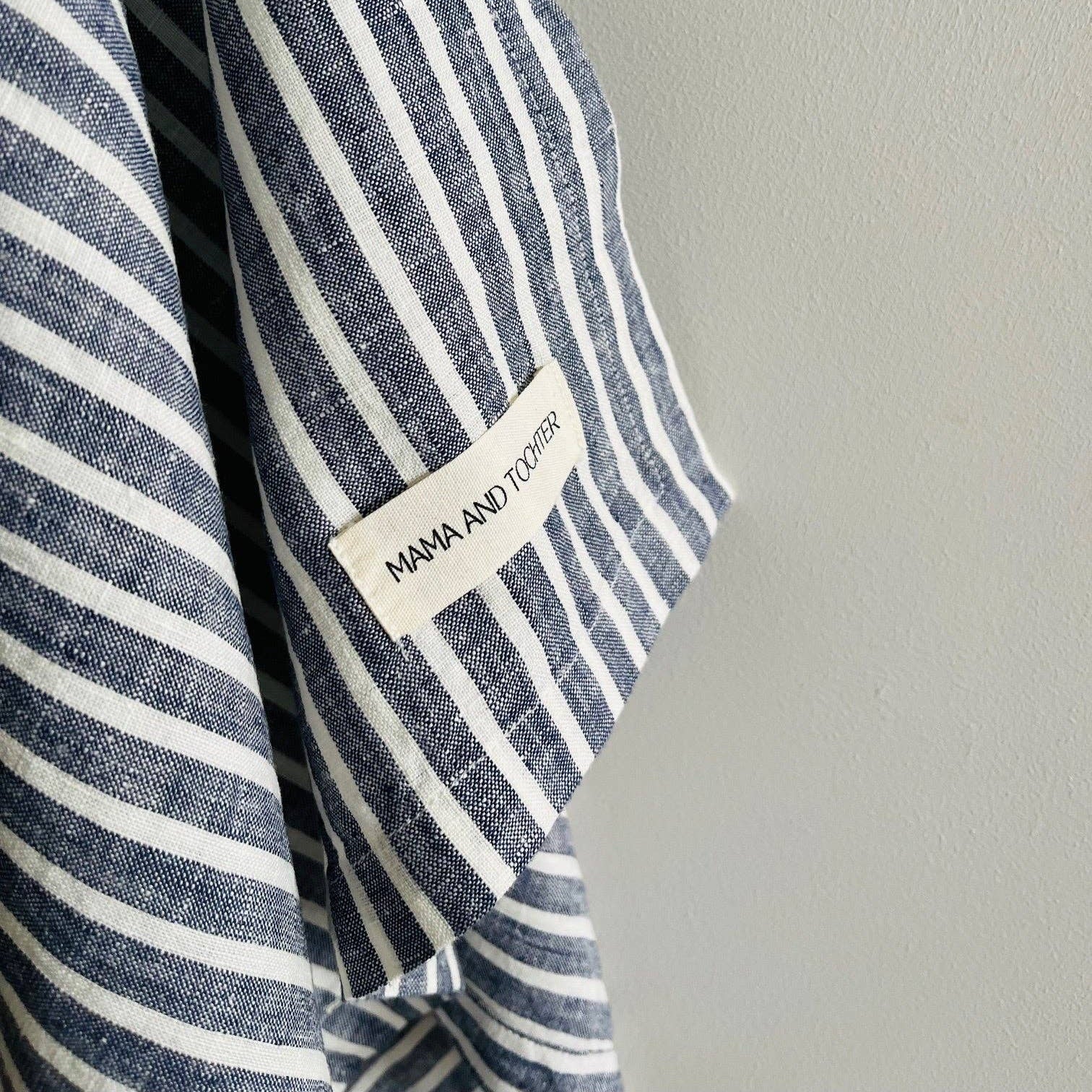 Pure French Linen Tea Towel - Blue Ticking - Image 2