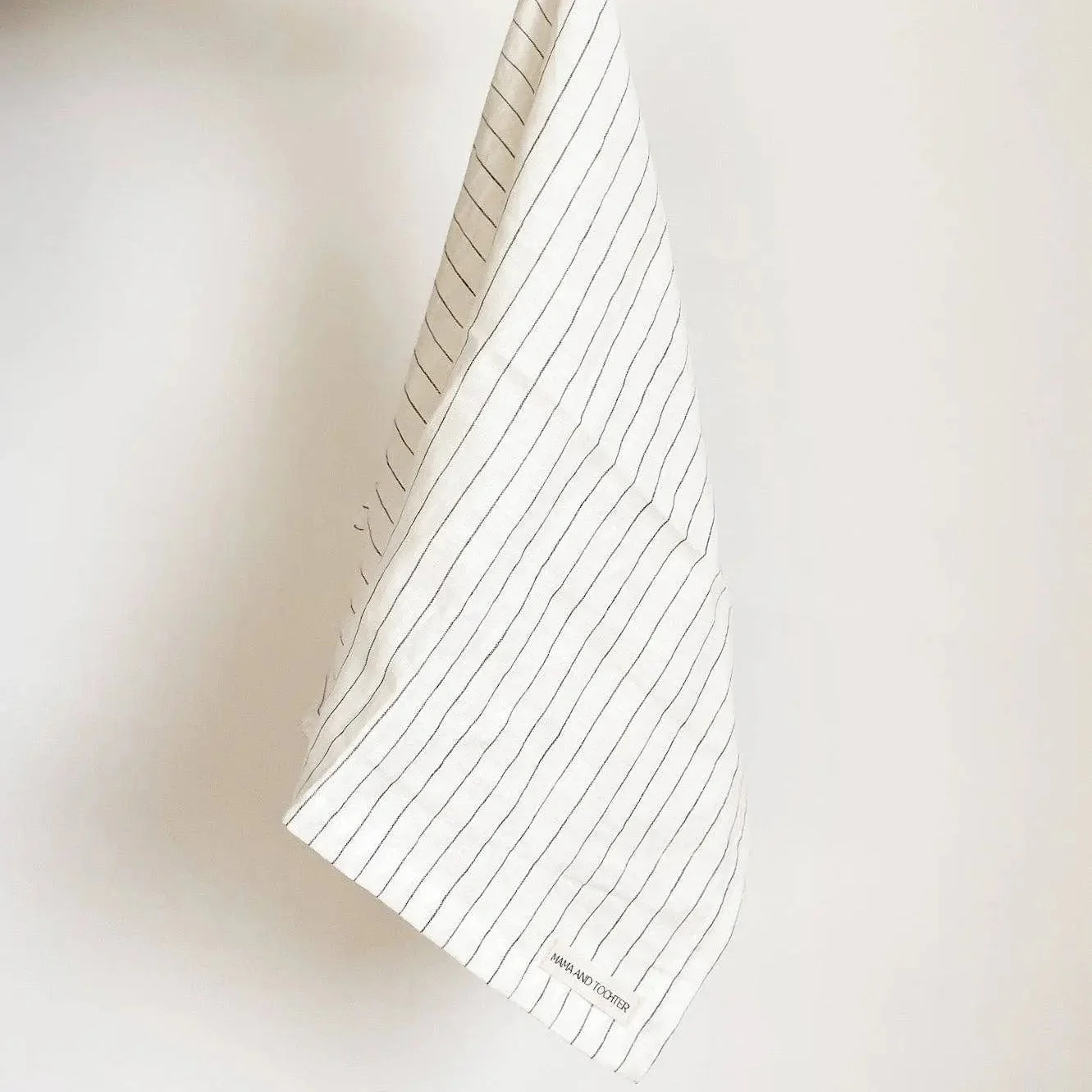 Pure French Linen Tea Towel - Olive Stripe
