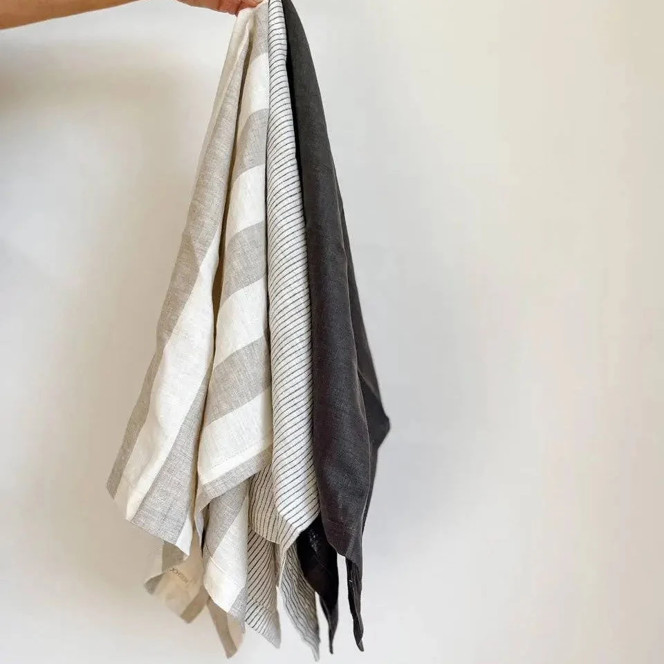 Pure French Linen Tea Towel - Pinstripe - Image 3