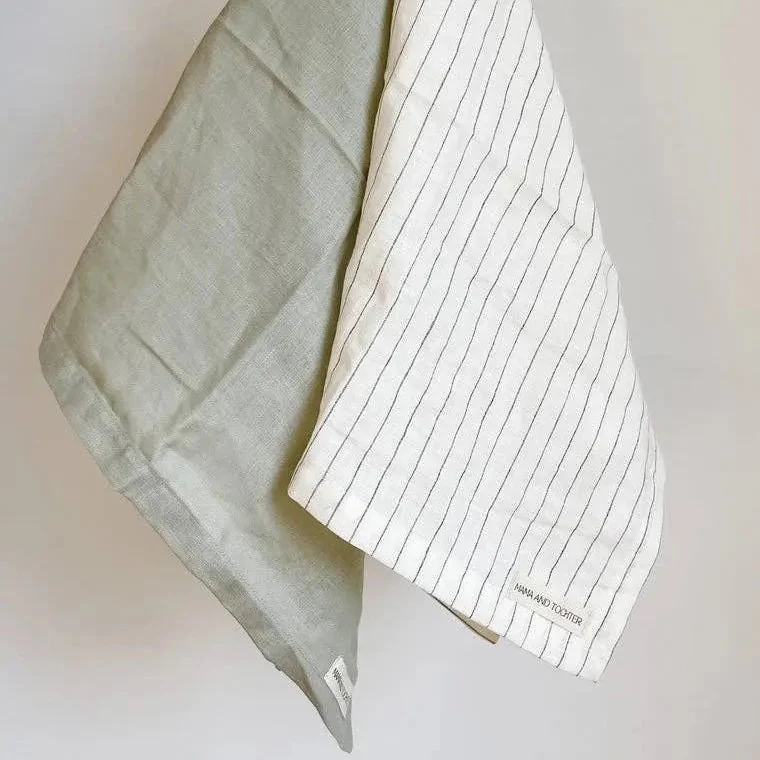 Pure French Linen Tea Towel - Pistachio - Image 2