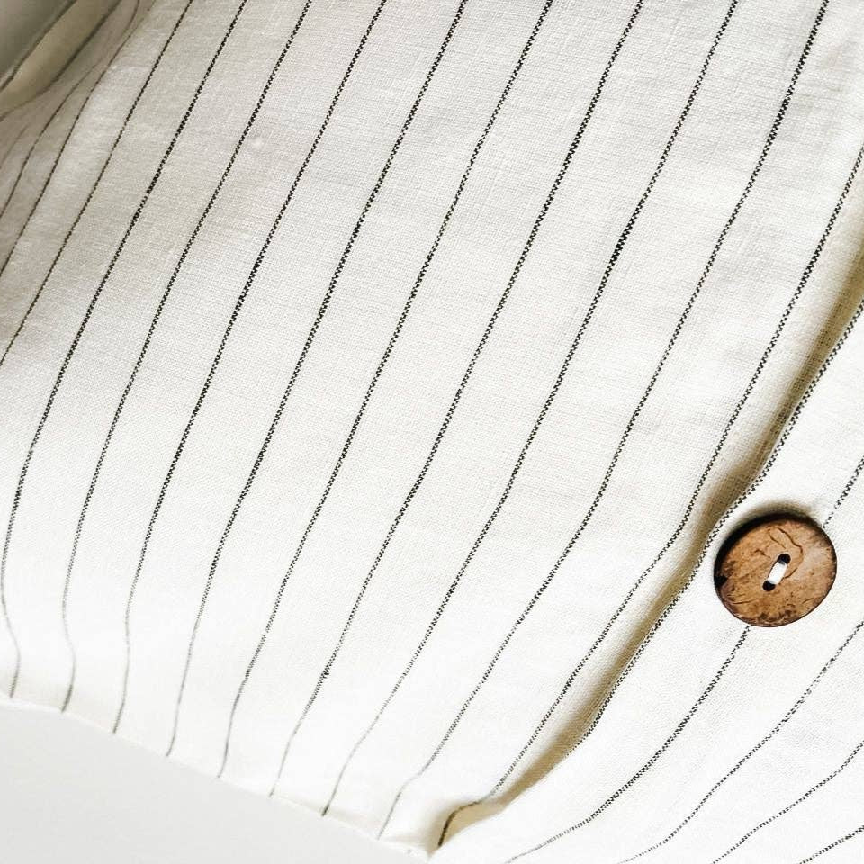 Pure Linen Cushion Cover - Olive Stripe - 50x50 - Image 2