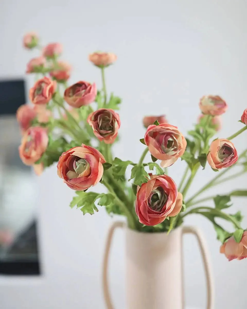 Real Touch Coral Ranunculus Stem - Prestige Range - Image 5
