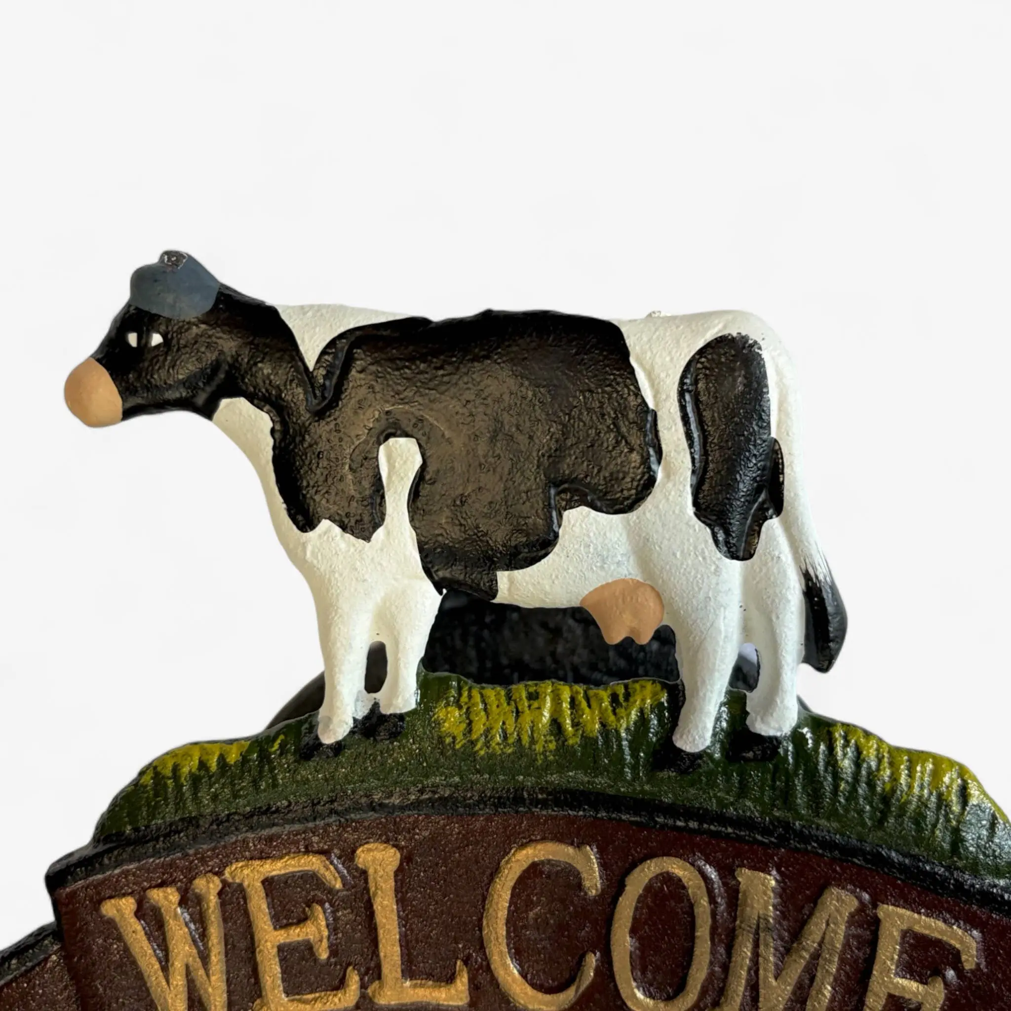 Rustic Cast Iron Cow Welcome Bell Sign – Farmhouse Door Decor - Image 3