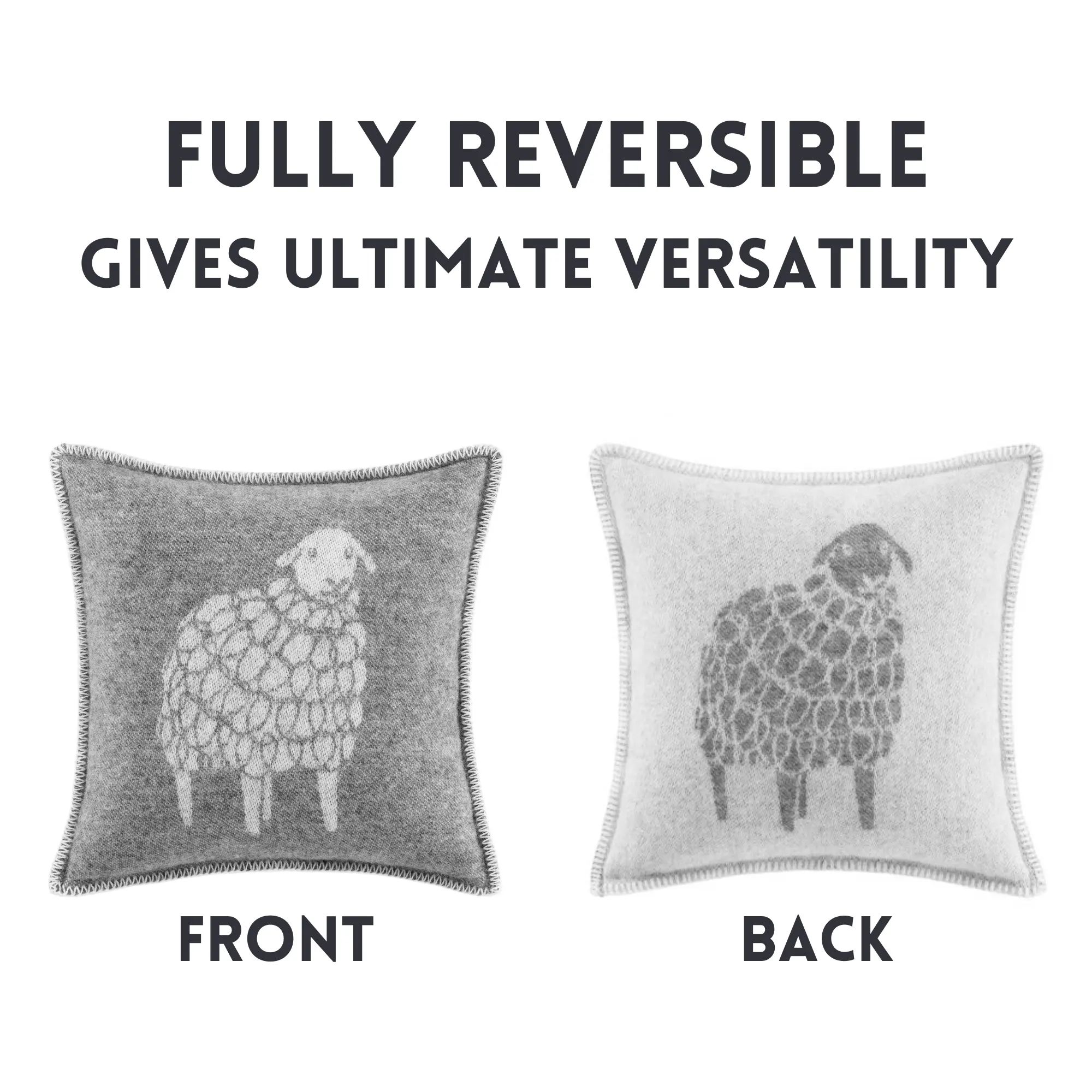 Sheep Mima Soft Grey Pure Wool Cushion Cover – 100% Pure New Wool - Image 6