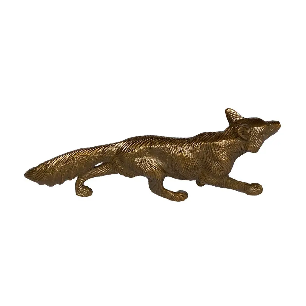 Solid Antiqued Brass Running Fox – Tabletop Decor / Paperweight - Small - Image 2