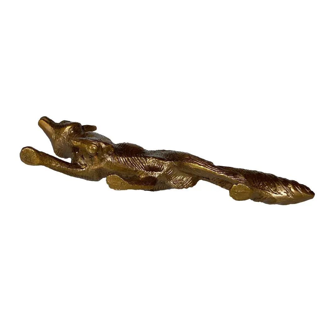 Solid Antiqued Brass Running Fox – Tabletop Decor / Paperweight - Small - Image 3