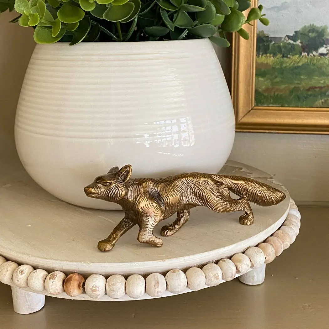 Solid Antiqued Brass Running Fox – Tabletop Decor / Paperweight - Small - Image 5