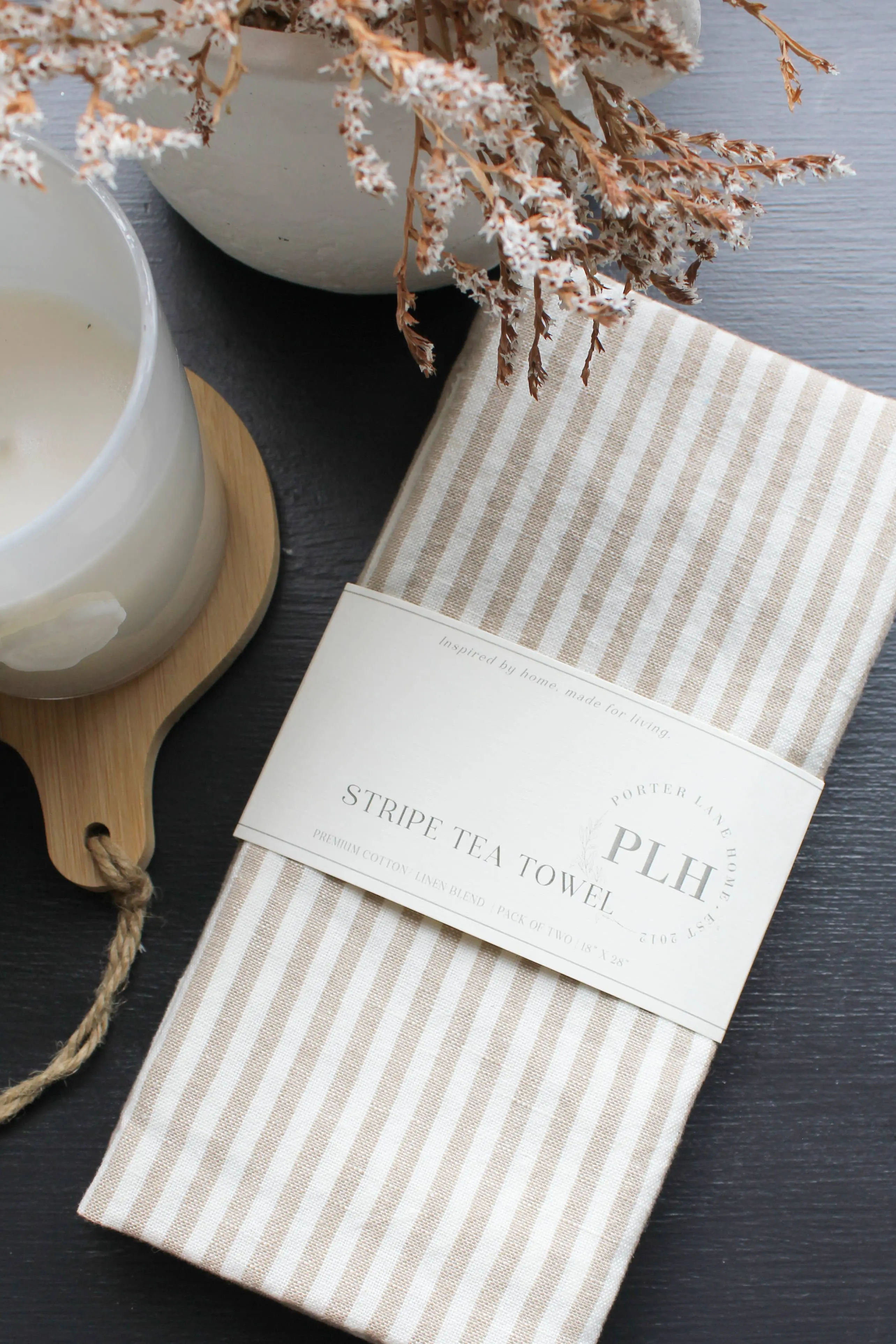 Stripe Tea Towel Set – Tan (2 Pack) - Image 3