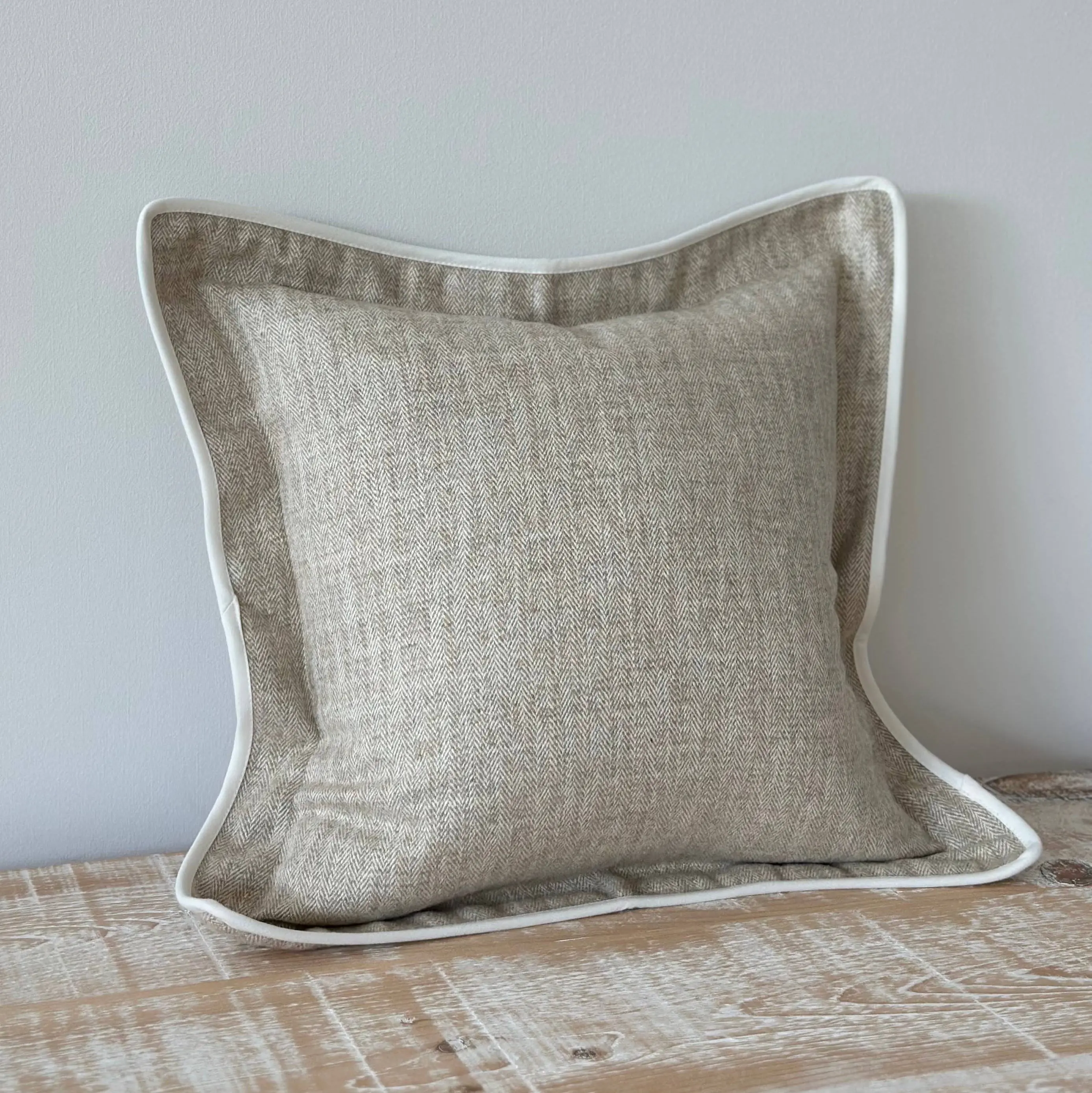 Tia Beige Herringbone Cushion Cover 45 x 45 cm - Image 3