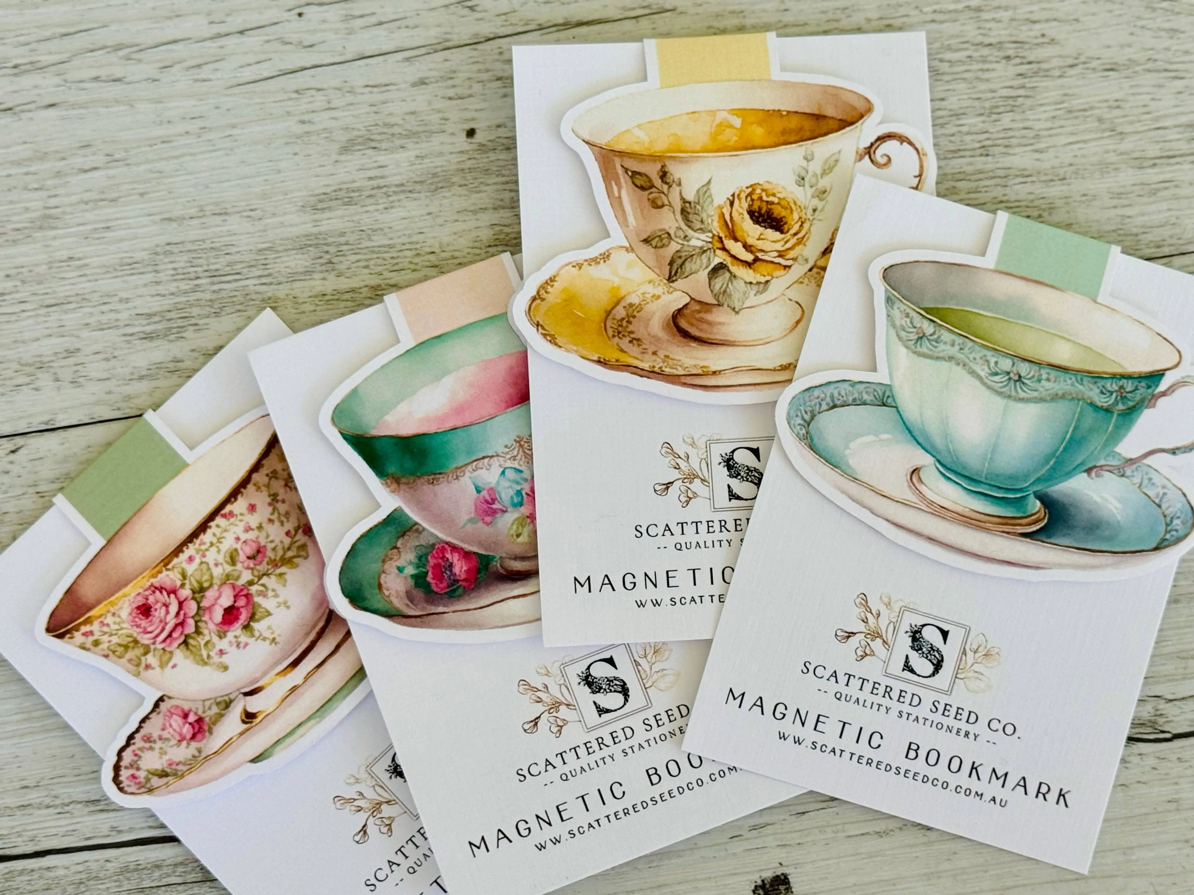 Vintage Teacup Magnetic Bookmarks - Set of 4 - Image 6
